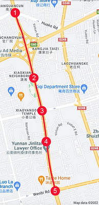 Arterial map of Ziwu road, Qujing, China